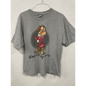 Vintage Grumpy Shirt Mens Large Grey Disneyland Snow White Made USA 90s Y2K